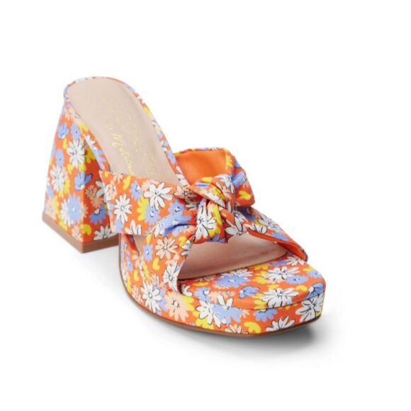 Coconuts by Matisse Red Floral Esme Knot Slide Heeled Dress Sandals Size 9 NIB - Picture 13 of 14